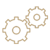 Line drawing of two interlocking gears